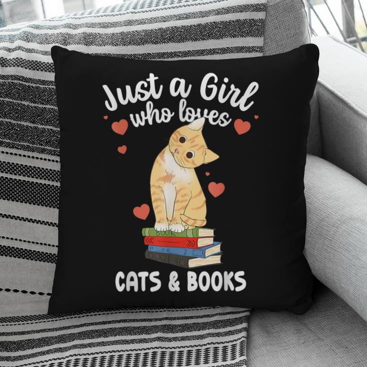 Just a Girl Who Loves Cats And Books Reading Cat & Bookworm Pillowcase
