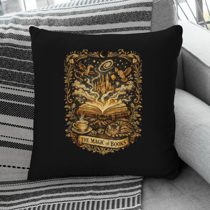 The Magic Of Books Vintage Style Reading Lover Cat & Tea Pillowcase
