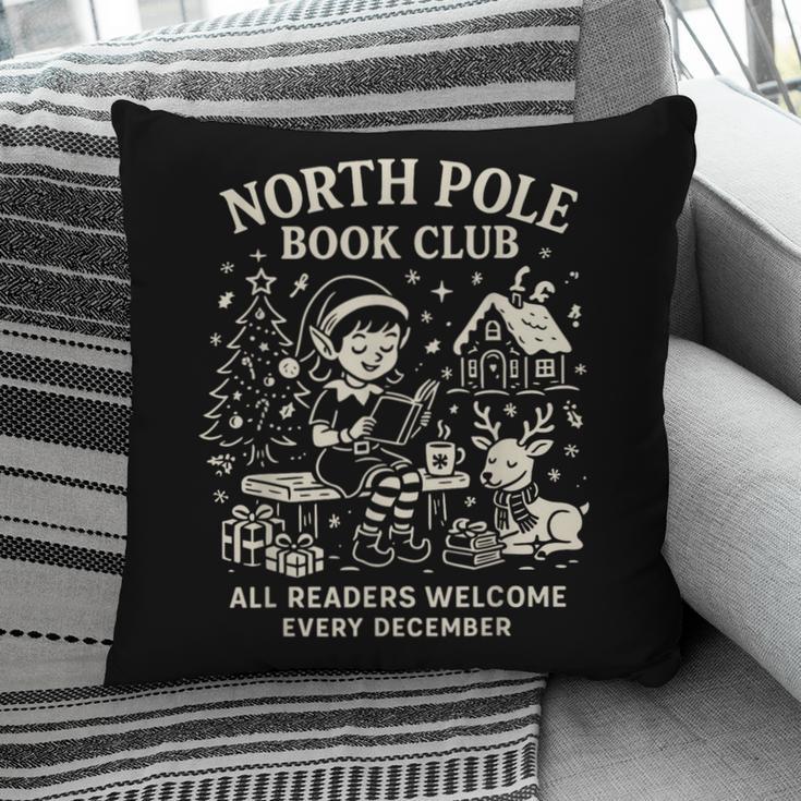 North Pole Book Club Christmas Elf Bookish Retro Graphic Pillowcase