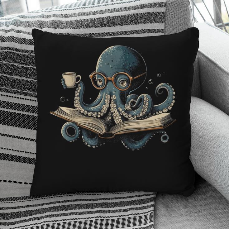 Octopus Reading Book Coffee Book Lover Bookworm Nerd Pillowcase