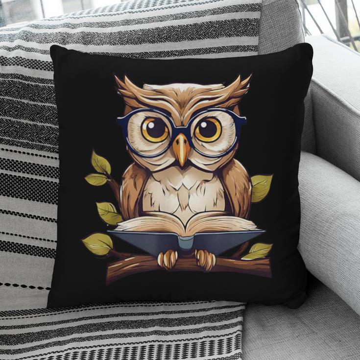 Owl Reading A Book Perched On A Branch Bookworm Pillowcase