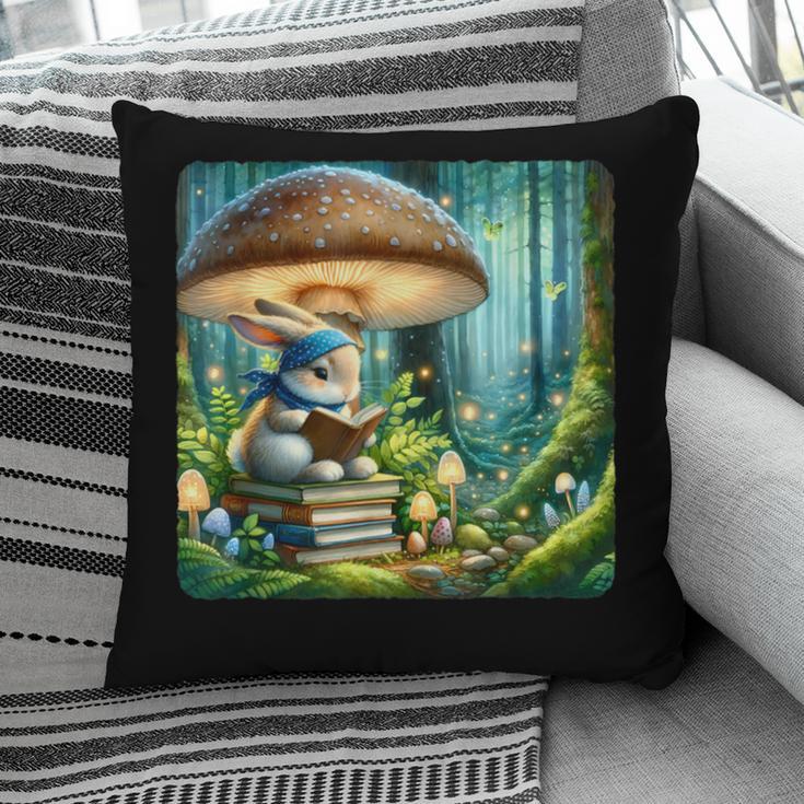 Rabbit Reading Book Under Large Mushroom Easter Bandana Pillowcase