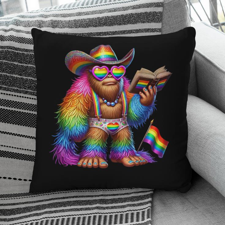 Rainbow Pride Bigfoot Reading Book With Heart Glasses Pillowcase Rainbow Pride Bigfoot Reading Book With Heart Glasses Pillowcase
