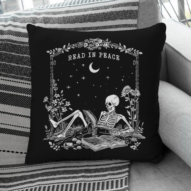 Read In Peace Skeleton Reading Book Halloween Bookish Pillowcase