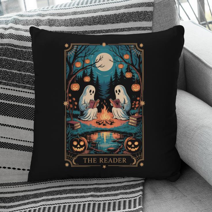 The Reader Bookish Cute Spooky Ghost Reading Book Tarot Card Pillowcase