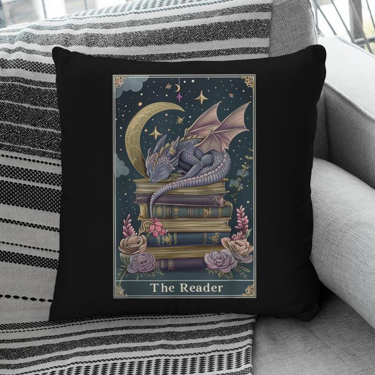 The Reader Tarot Card Book Dragon Romantasy Fantasy Bookish Pillowcase
