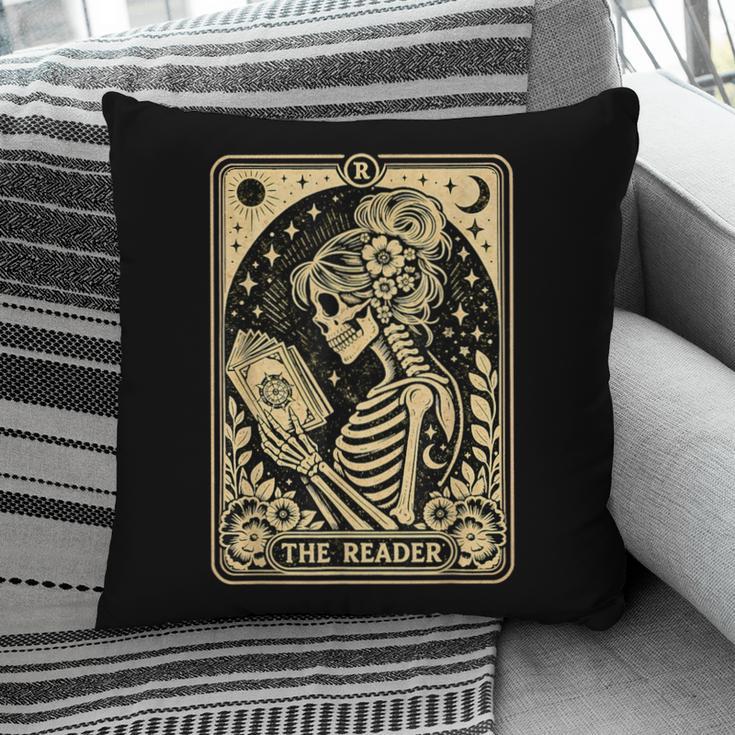 The Reader Tarot Card Book Lover Skeleton Reading Book Pillowcase