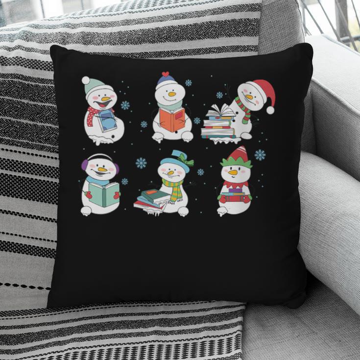 Reading Snowman Christmas Book Lovers Bookworm Librarian Pillowcase