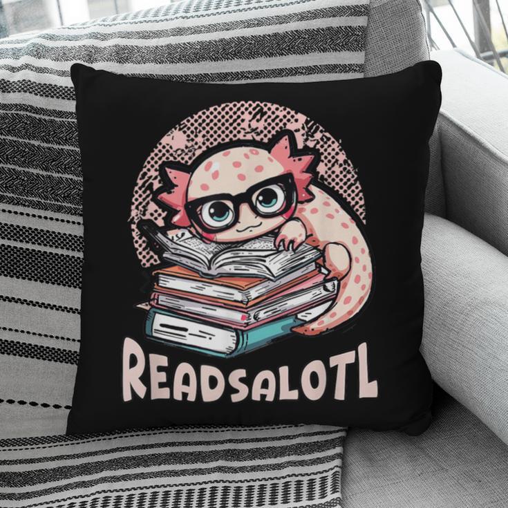 Readsalotl Axolotl Reading Books Glasses Bookworm Pun Fun Pillowcase