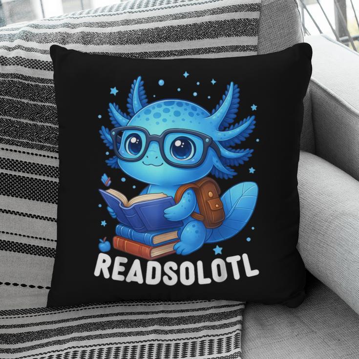 Readsolotl Blue Kawaii Axolotl Book Lover Reading Pillowcase