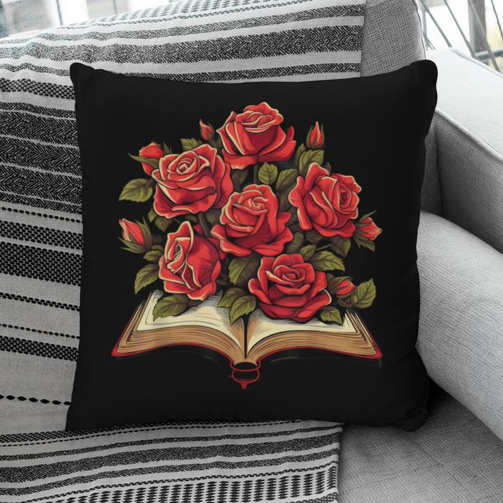 Red Roses Flowers Book Floral Pillowcase