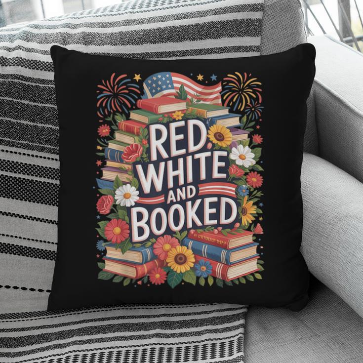 Retro Floral Red & Booked Library Reading 4th Of July Pillowcase