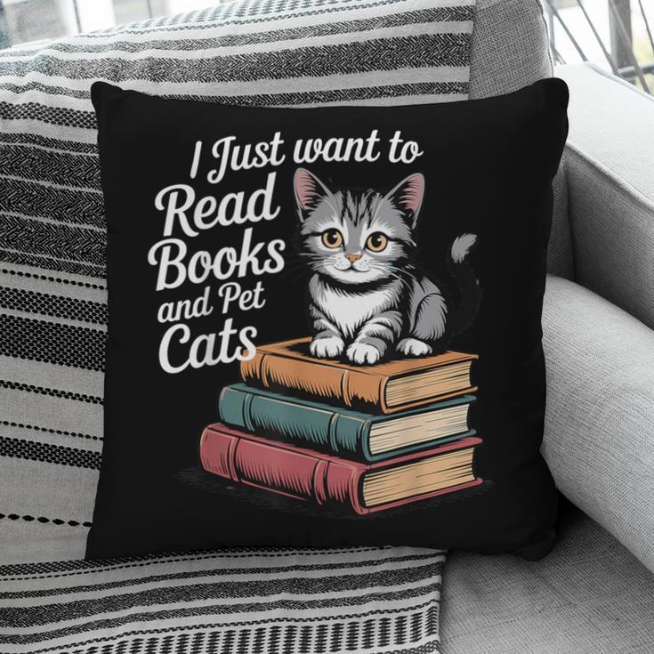 Retro I Just Want To Read Books And Pet Cats Cat For Men Women Kids Pillowcase