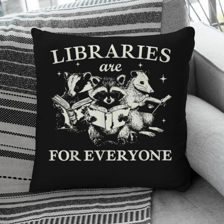 Retro Libraries Are For Everyone Racoon Reading Book Lover Pillowcase