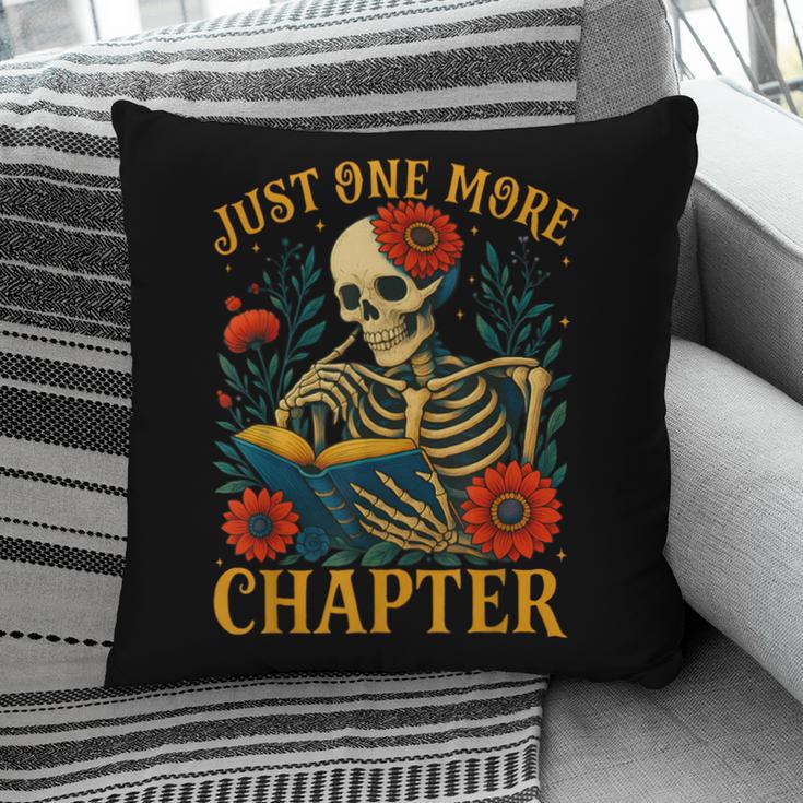 Skeleton Read Book Just One More Chapter Floral Book Lover Pillowcase