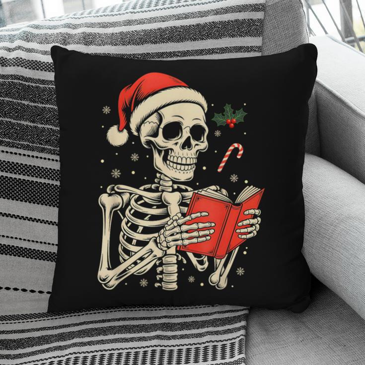 Skeleton Reading Book Christmas Teacher Librarian Book Lover Pillowcase