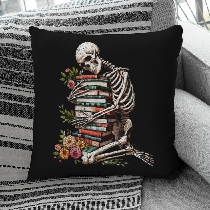 Skeleton Reading Book Halloween Bookworm Bibliophile Reader Pillowcase