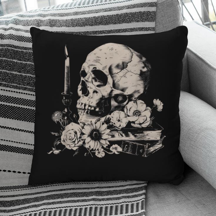Skull Books Flowers Goth Reader Grunge Dark Alt Aesthetic Pillowcase