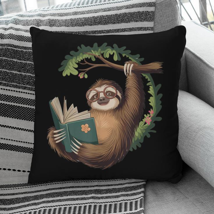 Sloth Reading a Book Lazy Sloth Bookworm Pillowcase