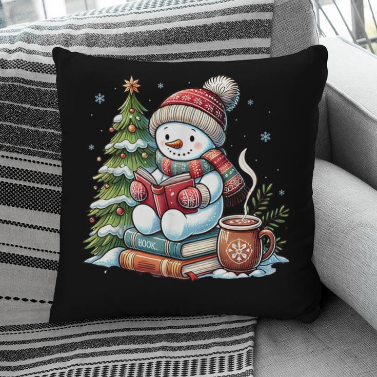 Snowman Reading Book Lovers Christmas Librarian Bookworm Pillowcase