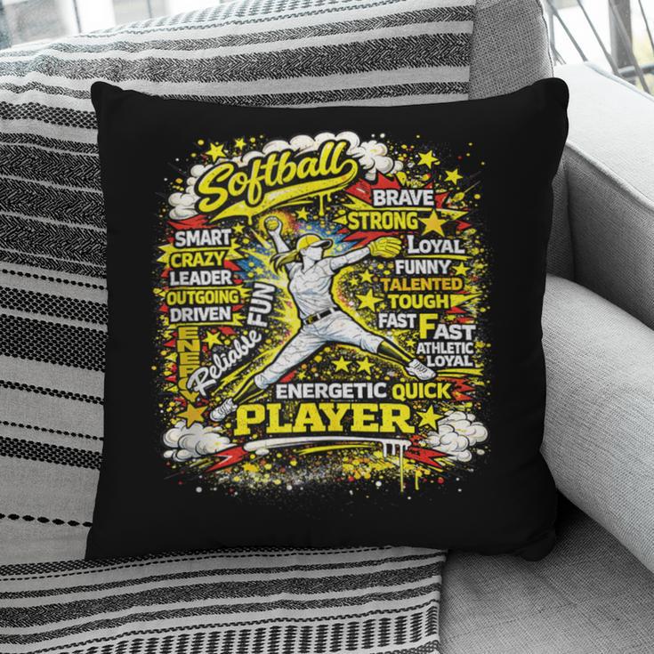 Softball Pitcher Best Traits Brave Retro Pop Comic Book Art Pillowcase Softball Pitcher Best Traits Brave Retro Pop Comic Book Art Pillowcase