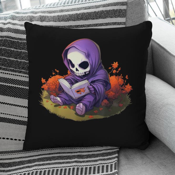 Spooky Grim Reaper Reading A Book Cute Creepy Halloween Pillowcase