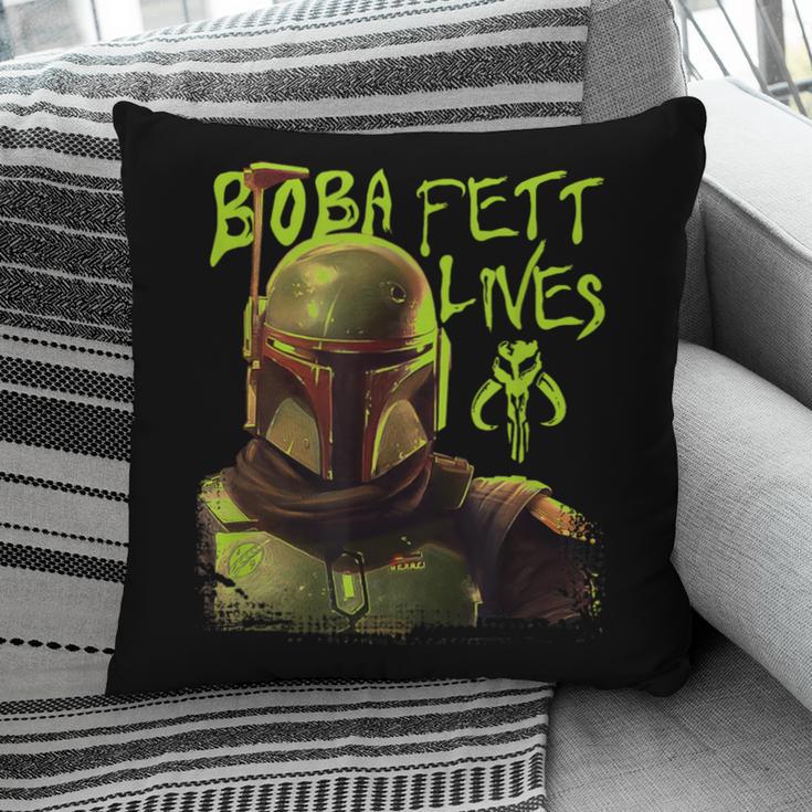Star Wars The Book Of Boba Fett Neon Boba Fett Lives Poster Pillowcase