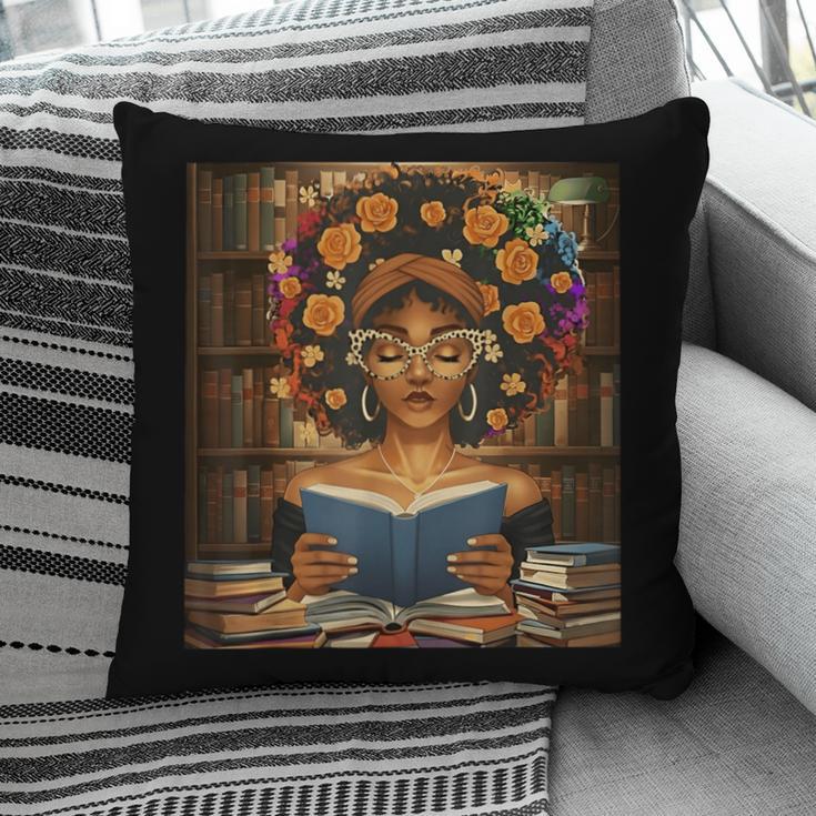 History Month Black Afro Girl Women Book Lovers Flower Pillowcase