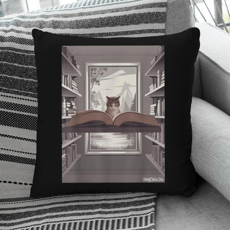Totally Weird Tees Cat Library Book Reading Literary Pillowcase