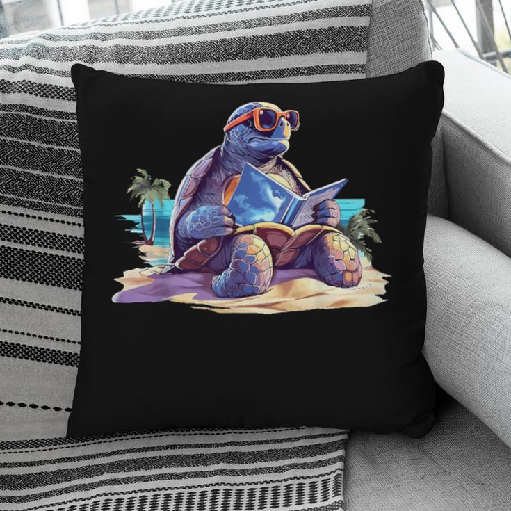 Turtle Wearing Sunglasses Reading A Book On The Beach Summer Pillowcase