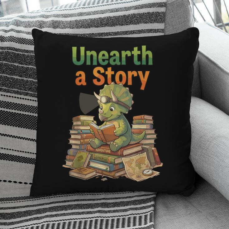 Unearth a Story Triceratops Dinosaur Reading Books Cute Dino Pillowcase