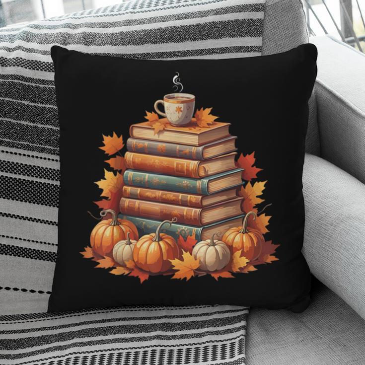 Vintage Autumn Books Pumpkin Coffee Book Lover Reading Pillowcase