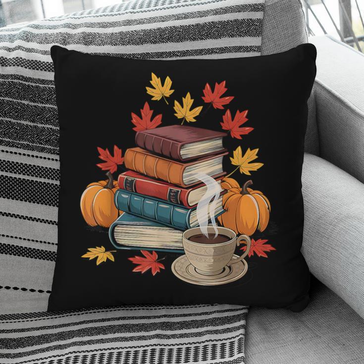 Vintage Books Tea Lovers Fall Autumn Leaves And Pumpkins Pillowcase