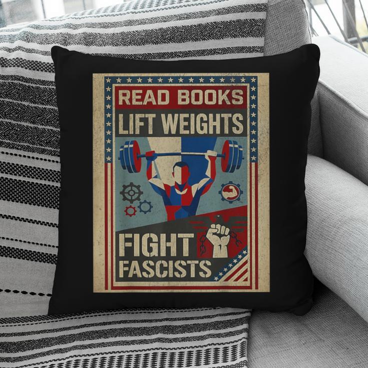 Vintage Style Read Books Lift Weights Fight Fascists Retro Pillowcase