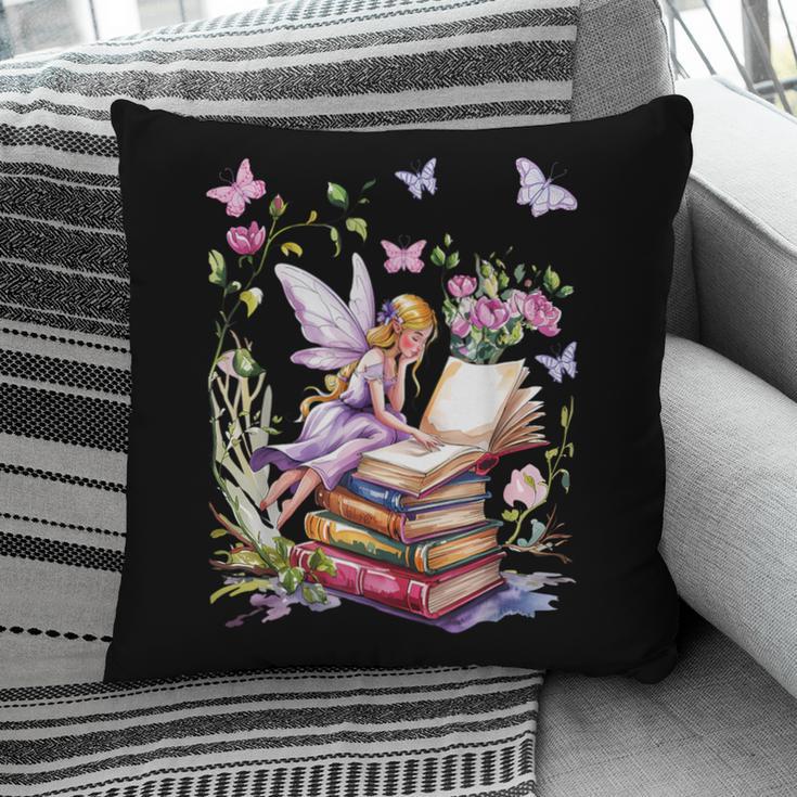 Watercolor Butterfly Fairy Read Book Library Fantasy Novel Pillowcase