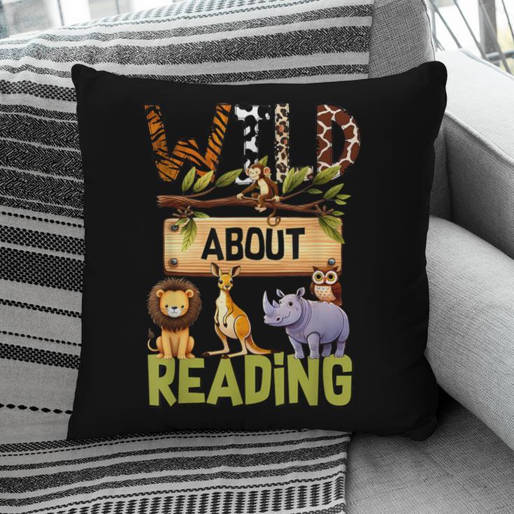 Wild About Reading Reading Books And Bookworm Library Day Pillowcase