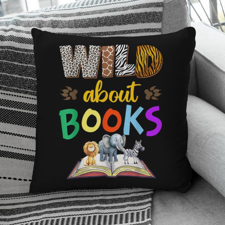 Wild About Reading Books Reader Bookworm Animals Book Lover Pillowcase