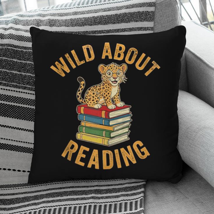 Wild About Reading Cute Leopard Teacher Kids Book Lover Pillowcase