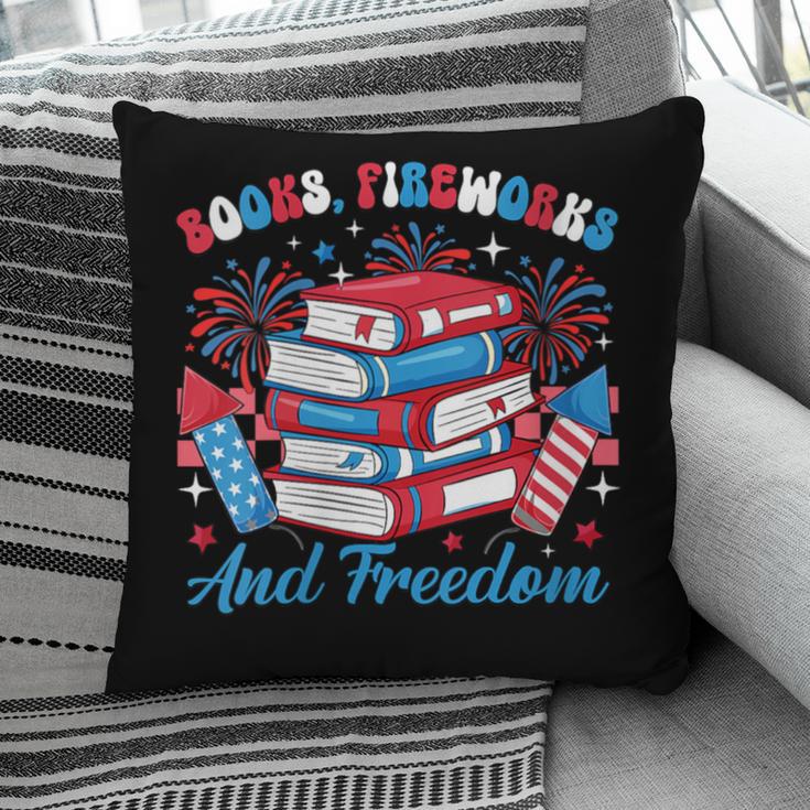 Women's Books Fireworks And Freedom Independence Day Book Lover Pillowcase