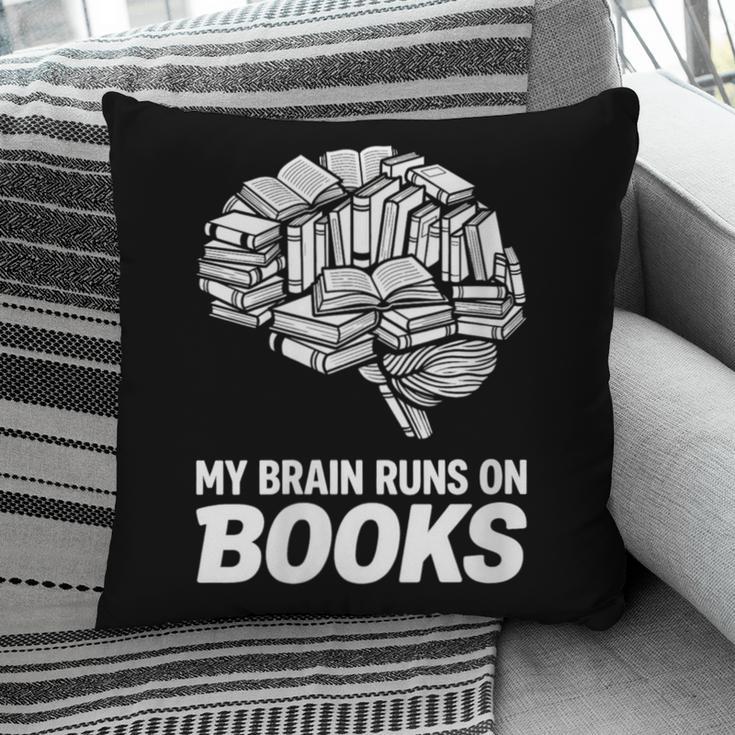 Women's My Brain Runs On Books Reading Bookworm Men Women Pillowcase