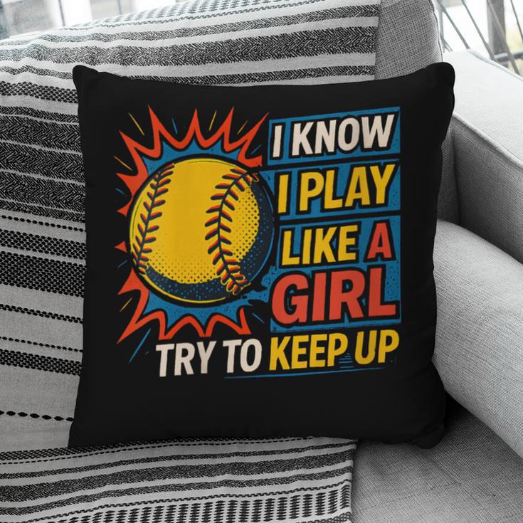 Women's Girls Softball Play Like A Girl Comic Book Pop Art Pillowcase Women's Girls Softball Play Like A Girl Comic Book Pop Art Pillowcase