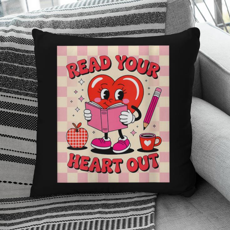 Women's Read Your Heart Out Groovy Bookish Valentine Day Women Girls Pillowcase