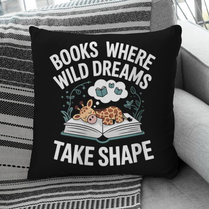 Women's Wild Dreams Reading Giraffe Book Reader Zoo Animals Kids Pillowcase