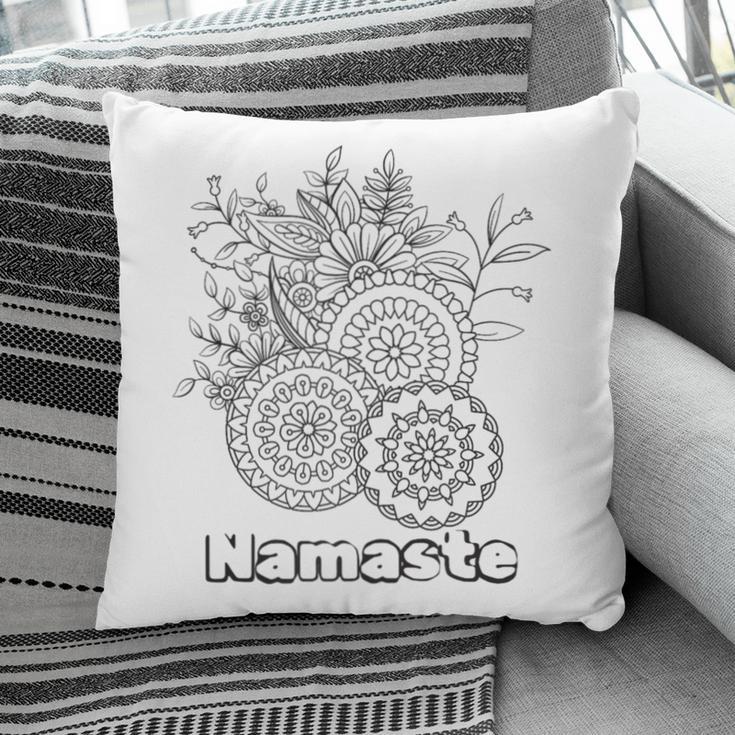 Adult Coloring Book Namaste Yoga Flowers Pillowcase