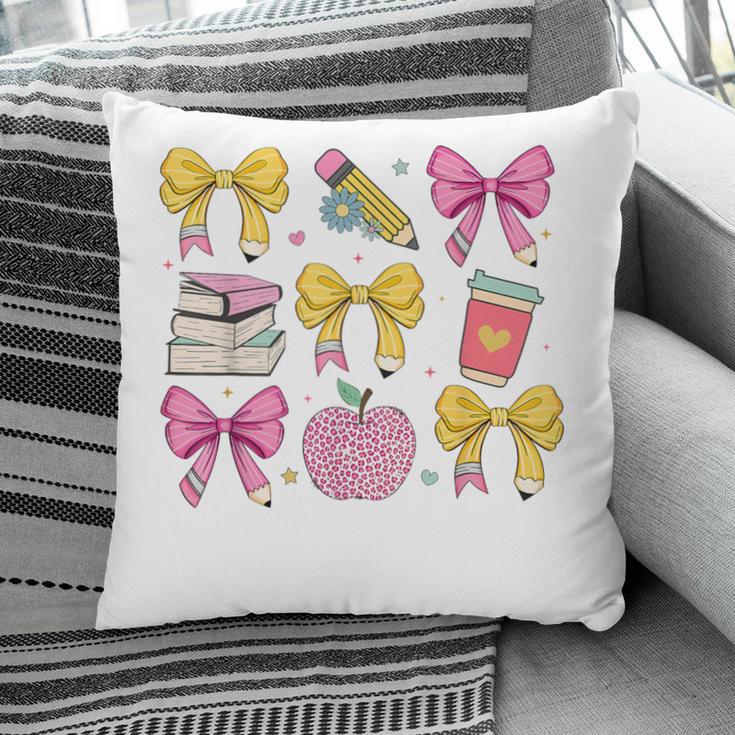 Apple Coquette Bow Books First Day Of School Back To School Pillowcase