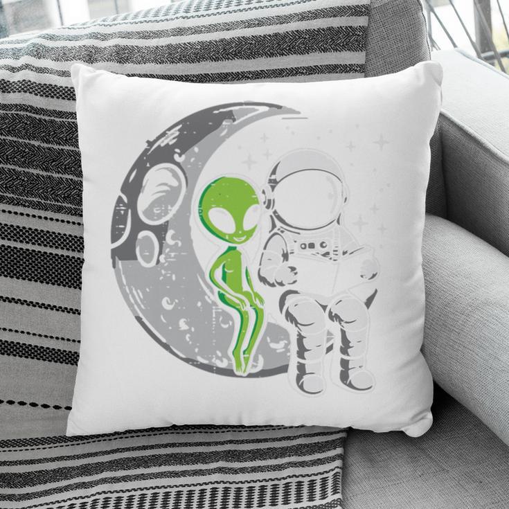 Astronaut Reading Book To Alien Moon Space Women Kids Men Premium Tri-Blend Pillowcase