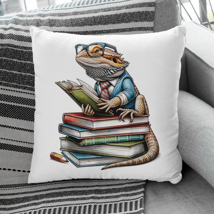 Bearded Dragon Reading Books Matching Bookworm Librarian Pillowcase