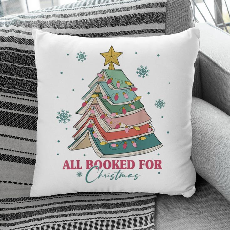 All Booked For Christmas Book Christmas Tree Lights Bookish Pillowcase