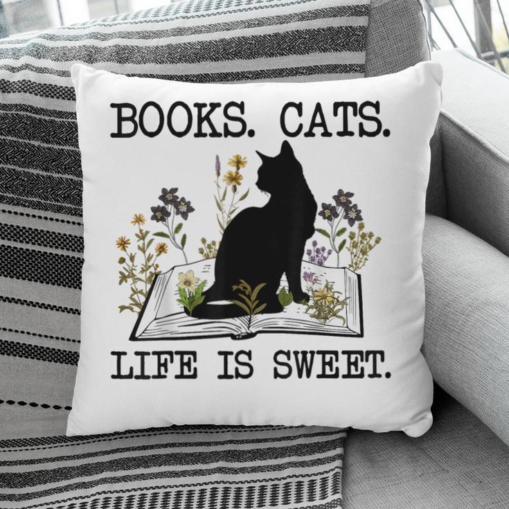 Books Cats Life Is Sweet Cat Book Lover Men Women Teen Pillowcase