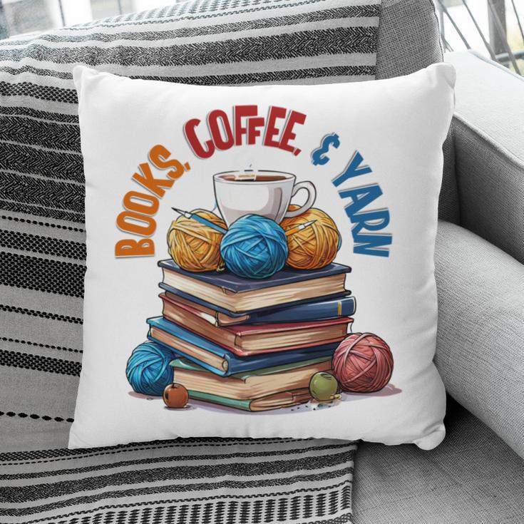 “Books Coffee & Yarn Enthusiast Cozy Reader Pillowcase